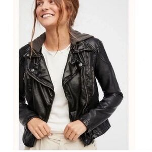 Free People Vegan Leather Jacket Black MOTO  SIZE 6 NEW W/O tags